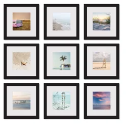 Ariane 9 cadres photo effet bois noir l.27 x H.27cm