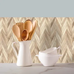 Outlet Dada Art 8 carreaux adhésifs décoratifs Vinyl Way 3D aspect chevrons en bois L.20 x L.20 cm x ep.1,3 mm