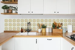 D-C-Fix 6 dalles adhésive murales Wall Tiles Nadia effet carreaux de ciment jaune, gris, blanc L.15 x l.15cm* Sticker Et Adhésif Décoratif