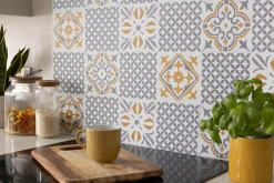 D-C-Fix 6 dalles adhésive murales Wall Tiles Amira effet carreaux de ciment, gris, blanc L.15 x l.15cm* Sticker Et Adhésif Décoratif