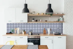 Clearance D-C-Fix 6 dalles adhésives murales Wall Tiles ® Jamila effet carreaux de ciment bleu L.15 x l.15cm