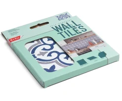 Clearance D-C-Fix 6 dalles adhésives murales Wall Tiles ® Jamila effet carreaux de ciment bleu L.15 x l.15cm