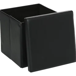 Atmosphera Créateur D'Intérieur 2 en 1 Pouf pliant et coffre de rangement Vinyle Noir 38 x H 37.5 cm* Pouf Et Poire