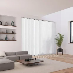 Online Madeco 5 lamelles verticales orientables 89mm pour store californien en voile blanc sans chaînette basse H.260cm