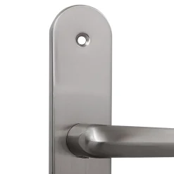2 poignées de porte sur plaque rond Amga, entraxe 195mm, coloris gris satiné* Poignée De Porte Intérieure