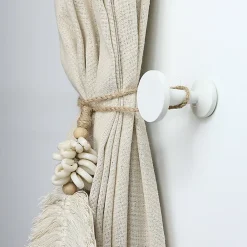 Mobois 2 porte embrasses rideau bois de hêtre blanc mat L.52mm* Embrasse À Rideaux