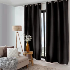 Cmadeco 2 rideaux thermique à œillets, noir, 135x240cm, doublure polaire, collection Nordica,* Rideau Thermique