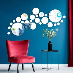 Ambiance Sticker 26 stickers miroirs ronds - Autocollants stickers adhésifs effet miroir* Sticker Et Adhésif Décoratif