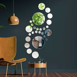 Ambiance Sticker 26 stickers miroirs ronds - Autocollants stickers adhésifs effet miroir* Sticker Et Adhésif Décoratif