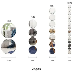 Ambiance Sticker 26 stickers miroirs ronds - Autocollants stickers adhésifs effet miroir* Sticker Et Adhésif Décoratif