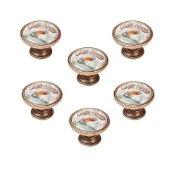 Sale Nesu 6 Un. bouton poignées de meuble Vintage Retro métal bronze vieilli CAFE - diamètre 37MM