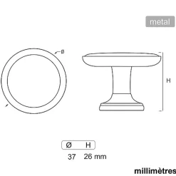 Sale Nesu 6 Un. bouton poignées de meuble Vintage Retro métal bronze vieilli femme - diamètre 37MM