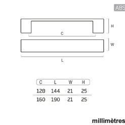 Outlet Nesu 6 Un. poignées de meuble en résine plastique ABS chromé mat porte armoire cuisine - entraxe 128MM