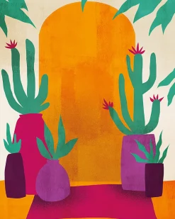 Dada Art Affiche cactus multicouleurs l.24 x H.30 cm