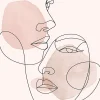 Sale Dada Art Affiche dessin au trait portrait visages femmes sur fond beige l.50 x l.70 cm
