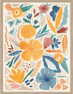 Online Dada Art Affiche Flowers multicouleur l.30 x H.40 cm