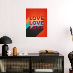 Online Dada Art Affiche Love sur fond rouge l.30 x l.40 cm