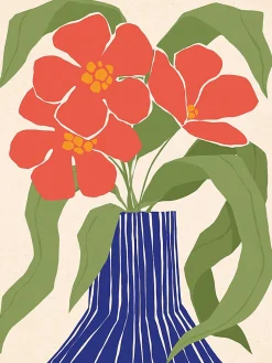 Sale Dada Art Affiche vase terracotta et bouquet de fleurs l.50 x l.70 cm