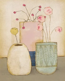 Clearance Dada Art Affiche vases vintage rose l.24 x H.30 cm