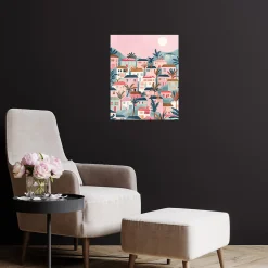 Outlet Dada Art Affiche village rose l.40 x H.50 cm