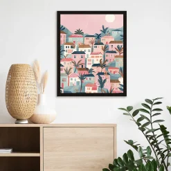 Outlet Dada Art Affiche village rose l.40 x H.50 cm