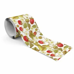 Clearance Muralo Bande Décorative auto-adhésif FRAISES Fleurs Feuilles Pour Chambre 10cm x 300cm