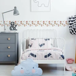 Discount Muralo Bande Décorative auto-adhésif Pour Chambre Enfants BALLONS Nuages Renards 10cm x 300cm