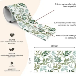 Best Muralo Bande Décorative auto-adhésif NATURE Feuilles Plantes Pour Chambre 10cm x 300cm