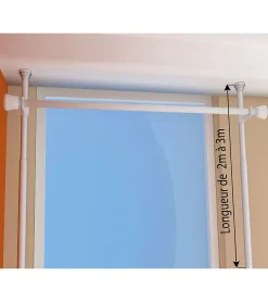 Secodir Barre Télescopique Sol-Plafond Sans Perçage - 2 m à 3 m* Tringle À Rideau À Composer