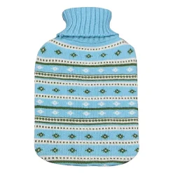 St Helens Home & Garden Bouillotte - 2 Litres - Housse tricotée - Motifs traits bleus - GH024 St Helens Home and Garden