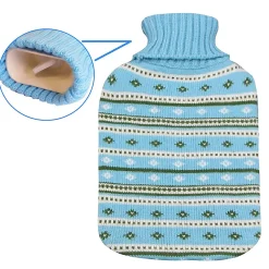 St Helens Home & Garden Bouillotte - 2 Litres - Housse tricotée - Motifs traits bleus - GH024 St Helens Home and Garden