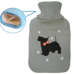 St Helens Home & Garden Bouillotte - 2 Litres - Housse tricotée - Motif chien noir - GH022 St Helens Home and Garden* Bouillotte