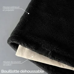 Vivezen Bouillotte chauffante ou refroidissante 10 x 22 cm déhoussable pour toutes parties du corps - Noir -* Bouillotte