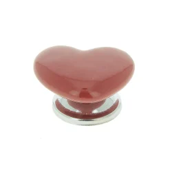 Bouton de meuble cœur enfant Edern rouge l.4.3cm x H.3.8cm x P.2.2cm* Bouton De Meuble