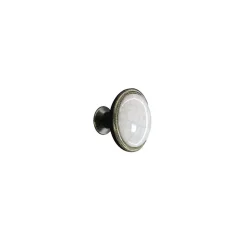 Clearance Hardwarexchange Bouton de meuble en porcelaine blanc craq, /base laiton antique, d 32 mm avec vis incluse