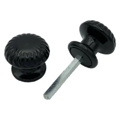 Outlet Hardwarexchange Bouton De Porte D60 mm - couple complet - en Aluminium NOIR RAL 9005 lot de 6 couples