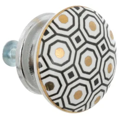 Atmosphera Créateur D'Intérieur Boutons de meuble x2 Arianna en céramique & métal D4cm blanc - Atmosphera* Bouton De Meuble