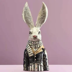Werner Buste lapin Alfred blanc résine 14x15x42cm* Statue Décorative