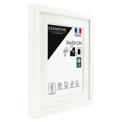 Ceanothe Cadre photo 24x30 cm milan blanc avec passe-partout 18x24 cm Fabriqué en France* Cadre