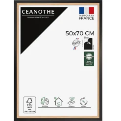New Ceanothe Cadre photo actual bois noir 50x70 cm Fabriqué en France