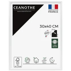 Ceanothe Cadre photo essentiel exposition blanc 30x40 cm Fabriqué en France* Cadre 30 X 40 Cm - A3