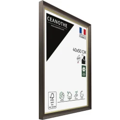 Ceanothe Cadre photo luna ébène doré 40x50 cm Fabriqué en France* Cadre 40 X 50 Cm