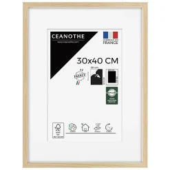 Ceanothe Cadre photo 30x40 cm chêne alba avec passe-partout 20x30 cm Fabriqué en France* Cadre 30 X 40 Cm - A3