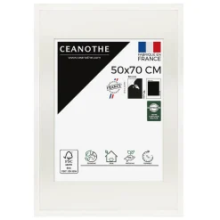 Ceanothe Cadre photo 50x70 cm milan blanc avec passe-partout 40x50 cm Fabriqué en France* Cadre 50 X 70 Cm|Cadre