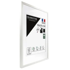 Ceanothe Cadre photo 50x70 cm milan blanc avec passe-partout 40x50 cm Fabriqué en France* Cadre 50 X 70 Cm|Cadre