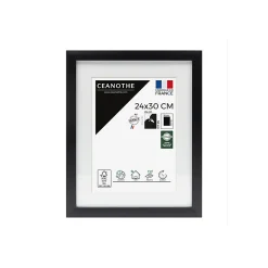 Ceanothe Cadre photo 24x30 cm milan noir avec passe-partout 18x24 cm Fabriqué en France* Cadre