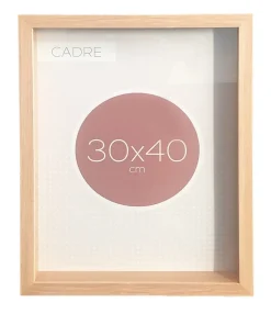 Cadre vitrine vide bois l.30 x H.40 cm