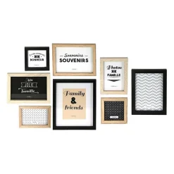 The Home Deco Factory Cadres photos en bois La vie en famille (Lot de 8)