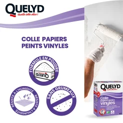 Quelyd Colle en poudre - adaptée pour tout papiers peints vinyles - surface de couverture 32 m² - 30601637* Colle Papier Peint