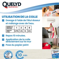 New Quelyd Colle en poudre - adaptée pour tout papiers peints intissés - surface de couverture 32 m² - 30621359